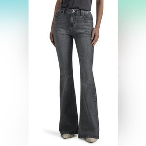 NWT Lee Mid Rise Flare jeans pants black wash dark watch 8 tall ladies stretch